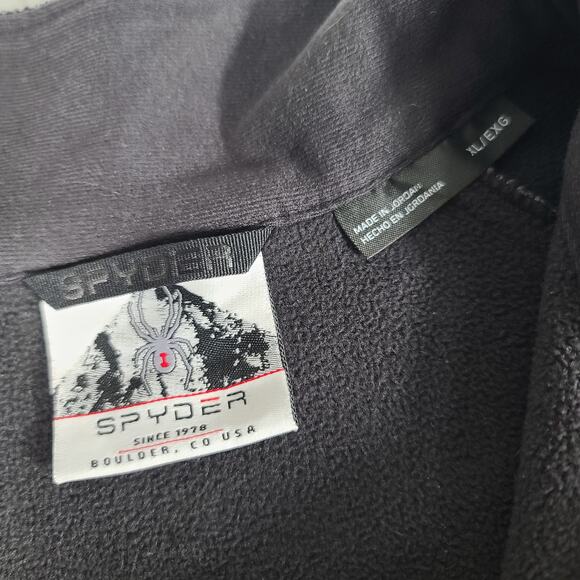 Spyder Black Gray Men's Outbound Stryke Fleece Core Sweater 1/4 Zip XL - Picture 5 of 6